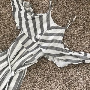 Cold shoulder striped jumper